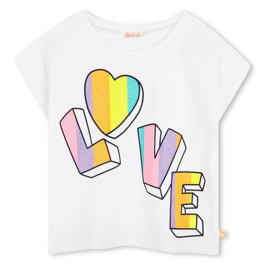Hvit t-skjorte fra Billieblush med fargerikt LOVE-print