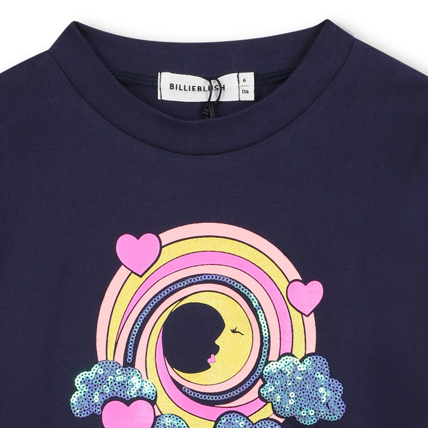 Billieblush blå tynn genser med glitterprint på brystet