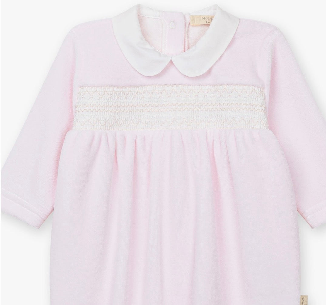 Baby Gi - Velour heldrakt - Lysrosa - Jente - 1-6 mnd