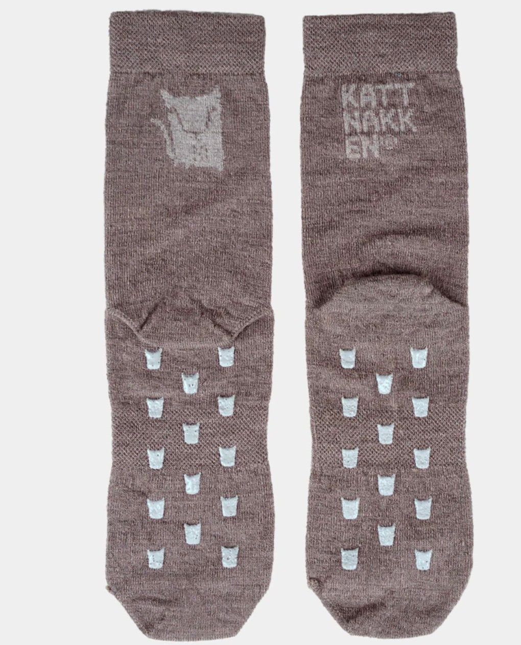 Kattnakken – Ullsokker 2pk med antiskli – Brun – Unisex – Str 17-27