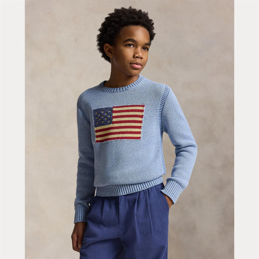 Ralph Lauren - Flagg-genser - Lysblå - Unisex - 8-18 år