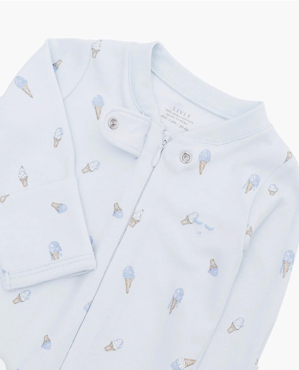 Livly - Ice cream zipper Overall  - Lyseblå - Blå  - 0-6 mnd