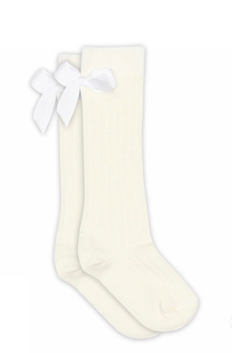 MP – Knestrømpe med sløyfe – Offwhite – Jente