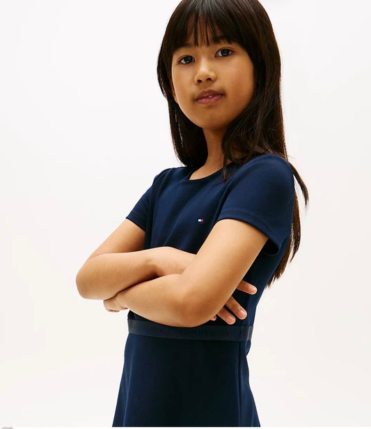 Tommy Hilfiger – Kjole med korte ermer – Blå – Jente – 8-16 år