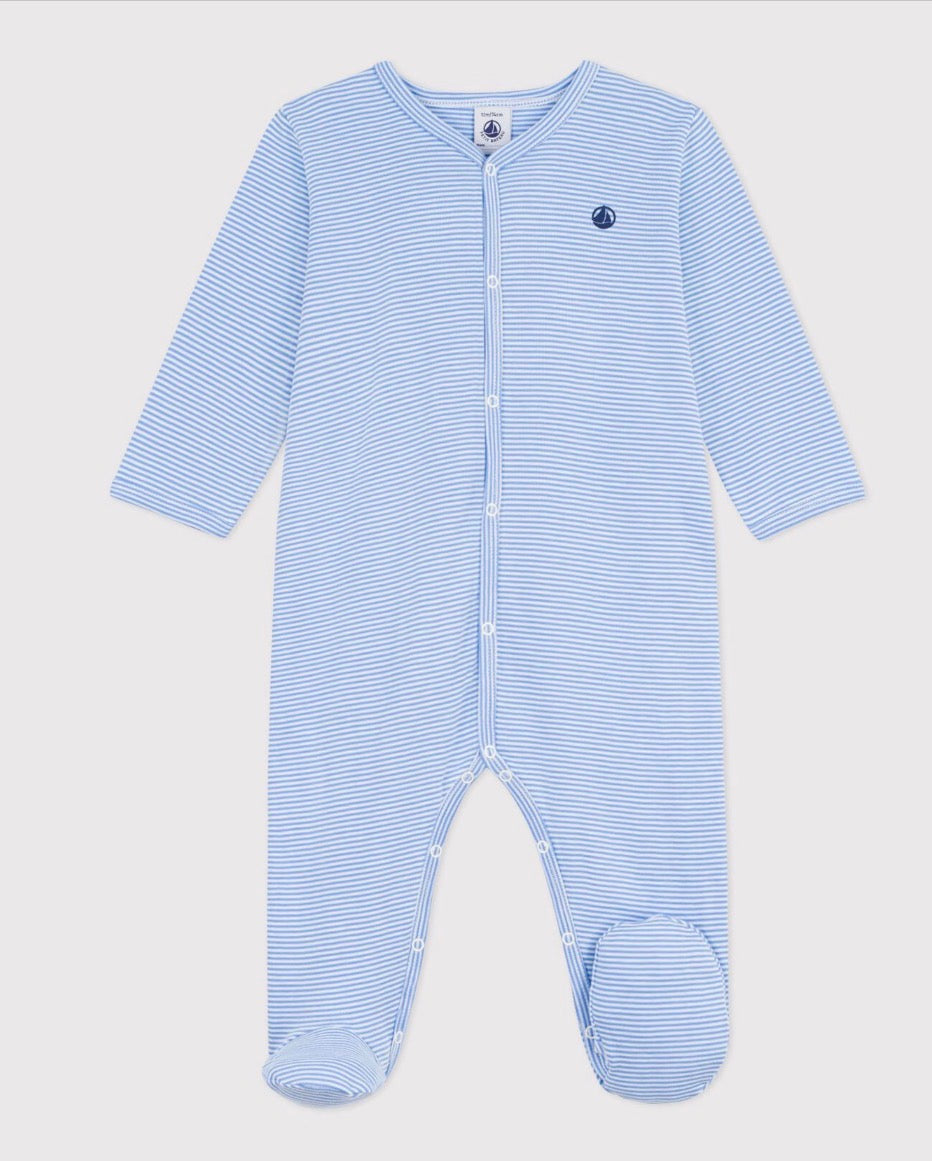 Petit Bateau – Pyjamas med striper – Blå – Gutt – 0-2 år