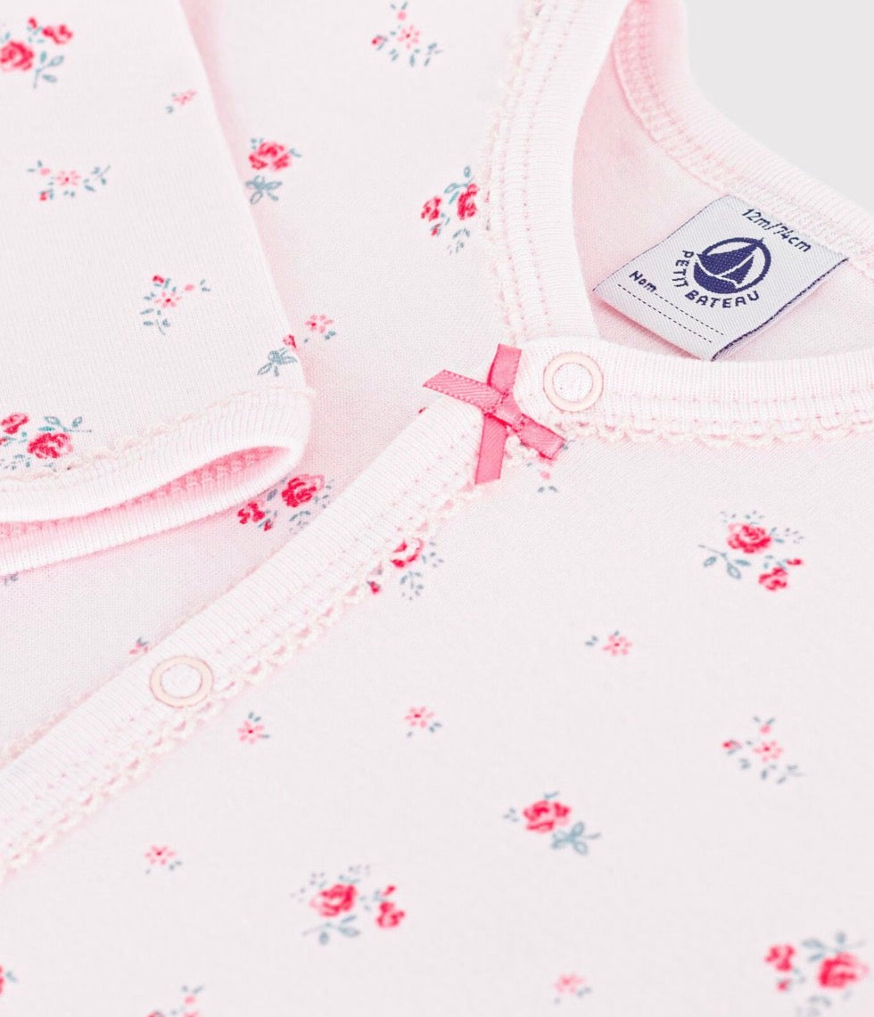 Petit Bateau – Pyjamas med blomster – Rosa – Jente – 0-3 år
