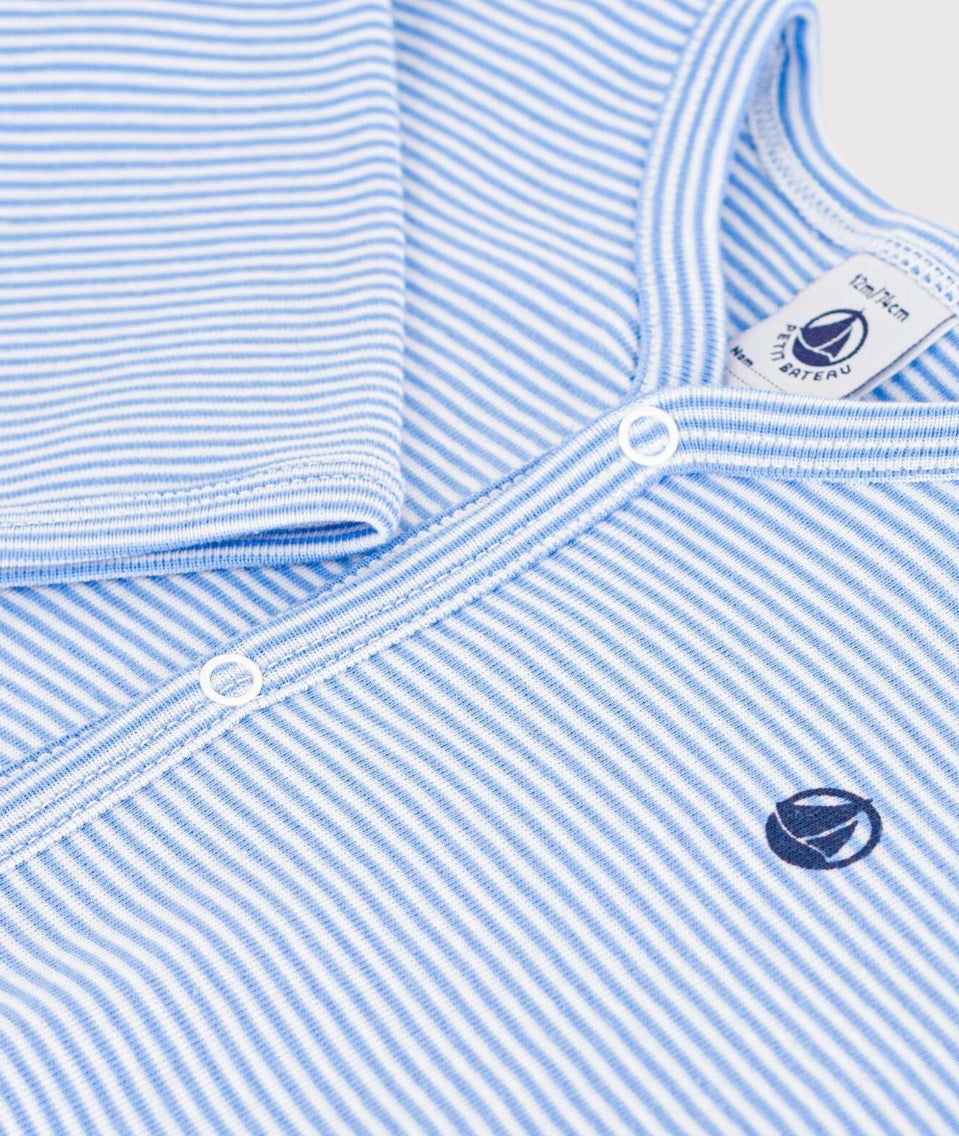 Petit Bateau – Pyjamas med striper – Blå – Gutt – 0-2 år