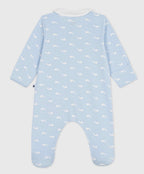 Petit Bateau – Heldrakt med hvalprint og krage – Blå – Gutt – 0-6 mnd – 0 år