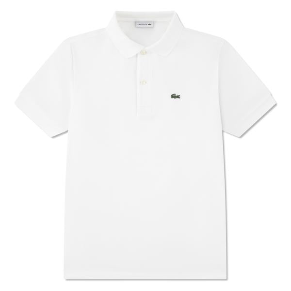 Lacoste – Pique med grønn logo – Hvit – Gutt – 8–16 år