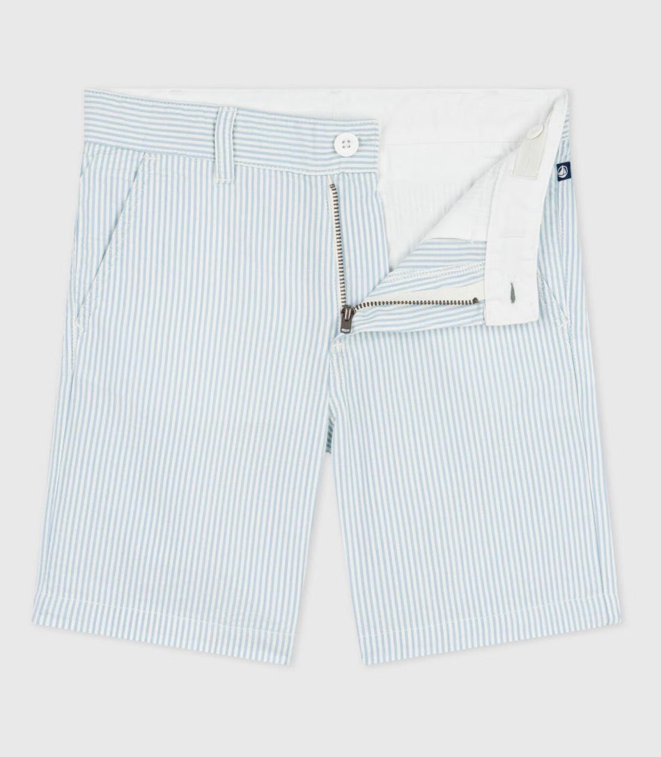 Petit Bateau – Shorts med striper – Lyseblå/hvit – Gutt – 3-8 år
