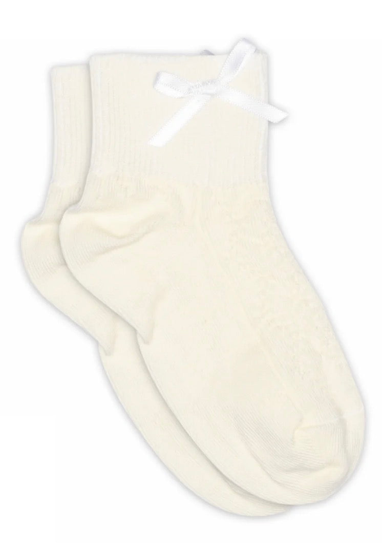 MP – Bambus sokker med sløyfe – Offwhite – Jente – Str 22-39