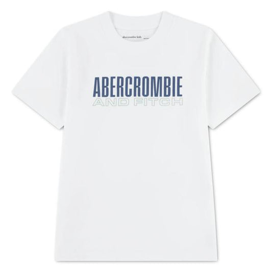 Abercrombie – T-skjorte med brystlogo – Hvit – Gutt – 7-16 år