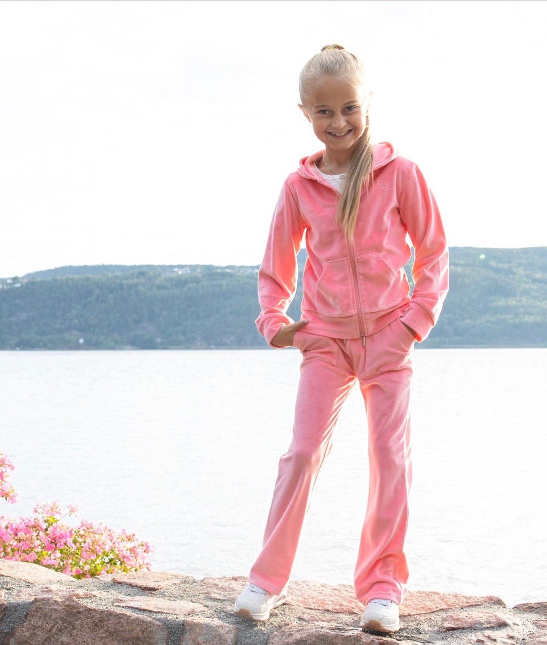 Vilje & Ve - Hermine Velour Jacket - Coral - Jente - 4-12 år