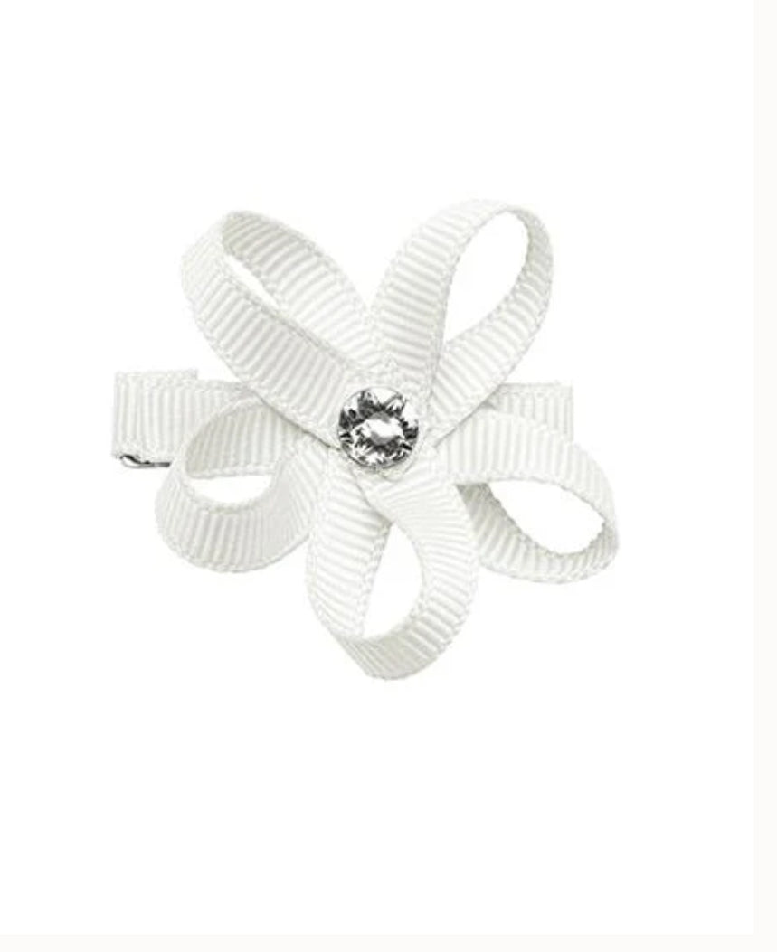 Prinsessefin – Blomsterklemme med diamant – Hvit – Jente – One size
