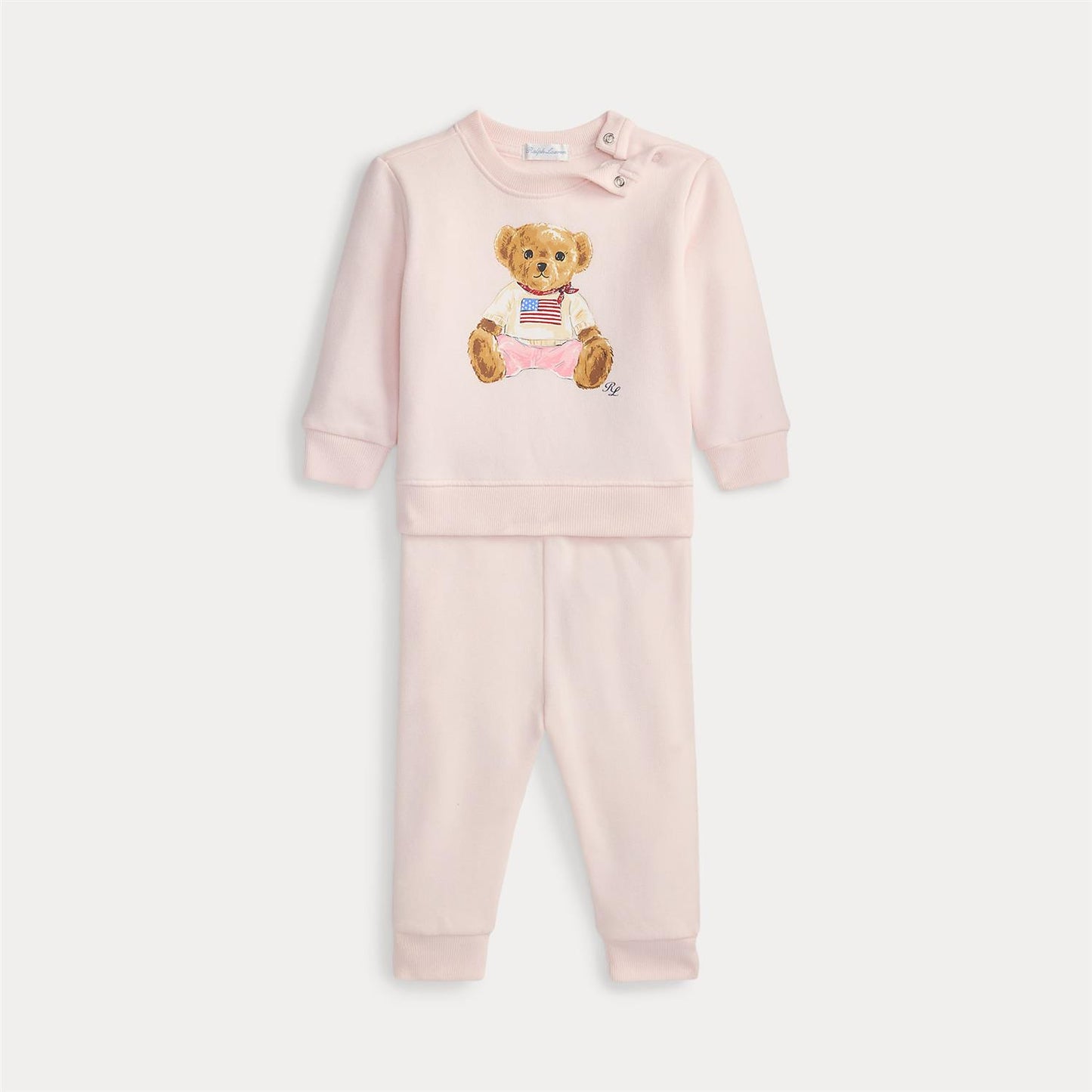 Polo Ralph Lauren - Todelt Bear Collegesett - Rosa - Jente - 6-24 mnd
