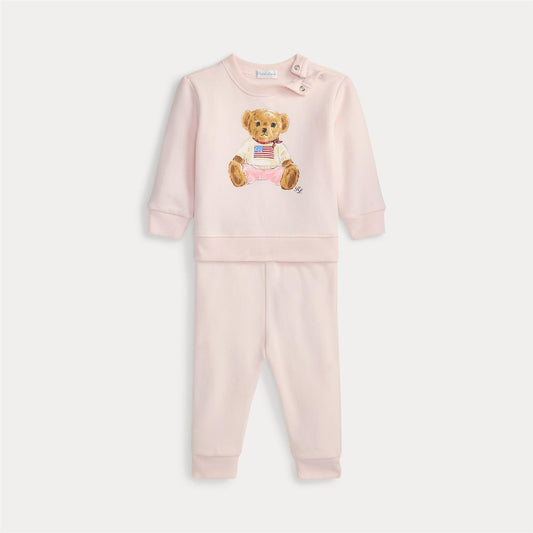 Polo Ralph Lauren - Todelt Bear Collegesett - Rosa - Jente - 6-24 mnd