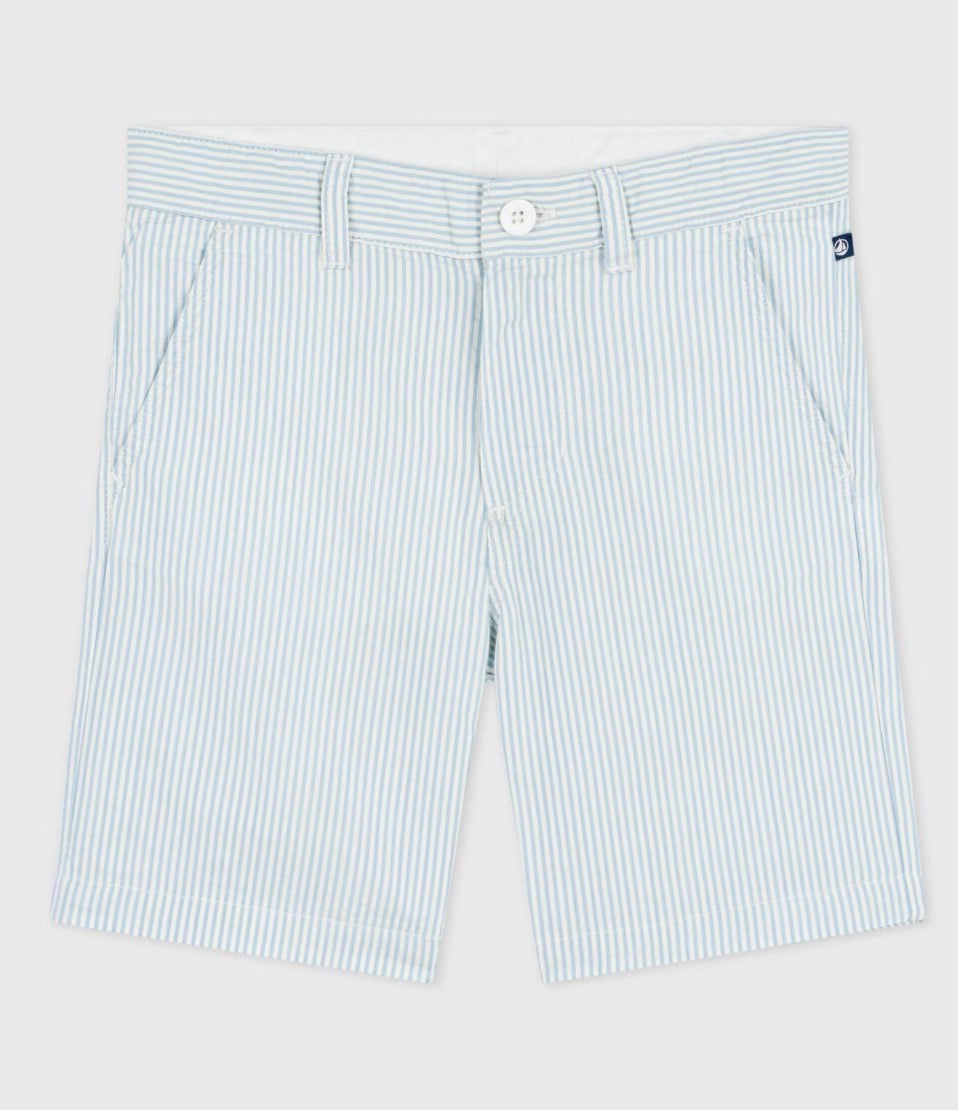 Petit Bateau – Shorts med striper – Lyseblå/hvit – Gutt – 3-8 år