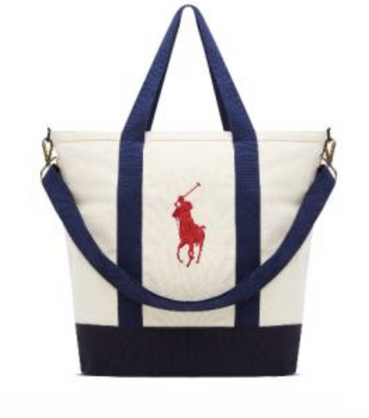 Polo Ralph Lauren – Bag i canvas med crossbody lenke – Hvit/blå – Unisex – Onesize