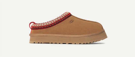 UGG – Kids Tazz tøfler – Chestnut med rød kant – Unisex – Str 36-38
