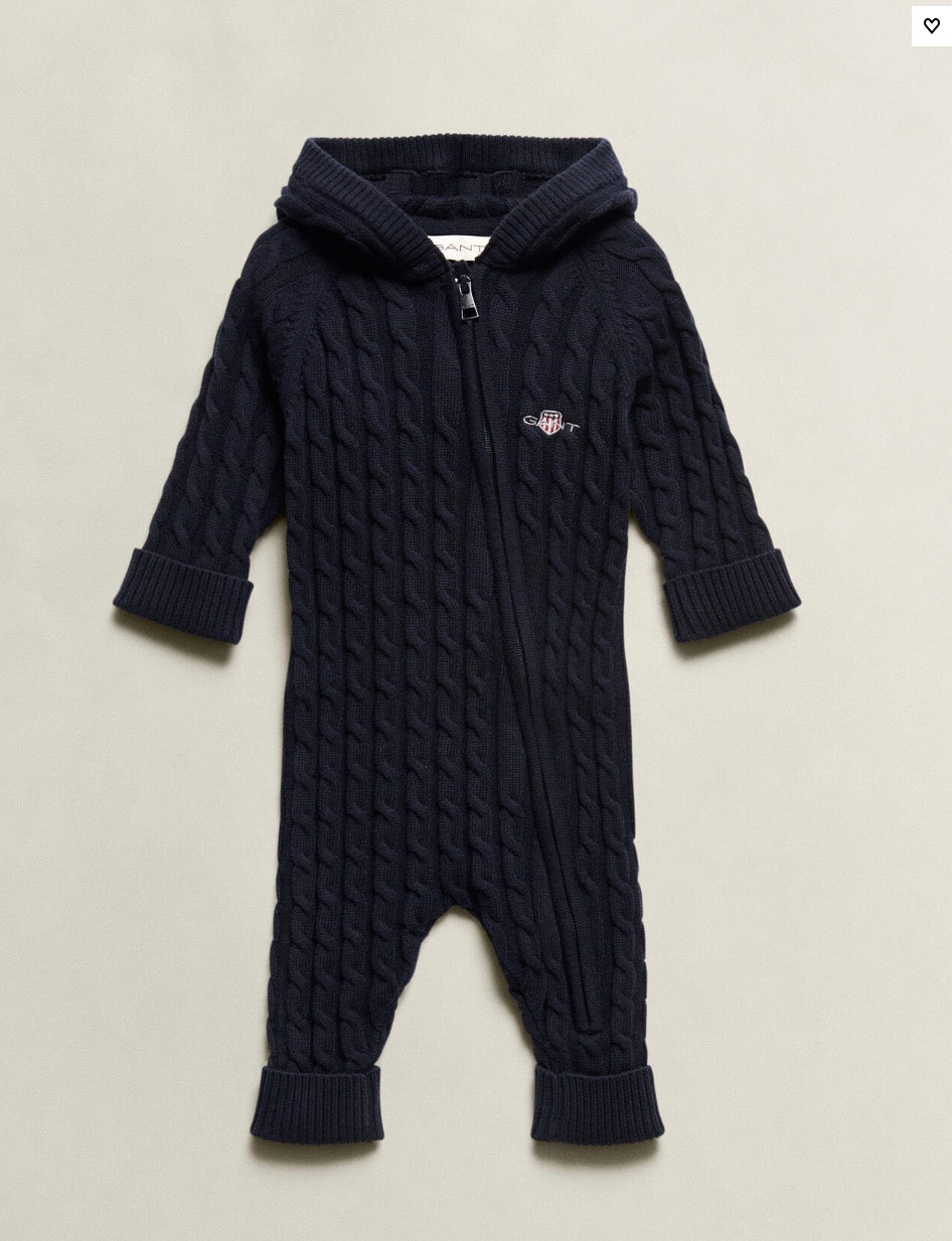 Gant - Hel dress - Kabelstrikk - Unisex -  Blå - 6-9 mnd