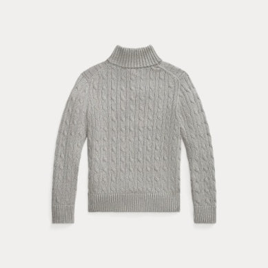 Polo Ralph Lauren – Grå Half Zip genser med flettestrikk – Gutt – 14–20 år