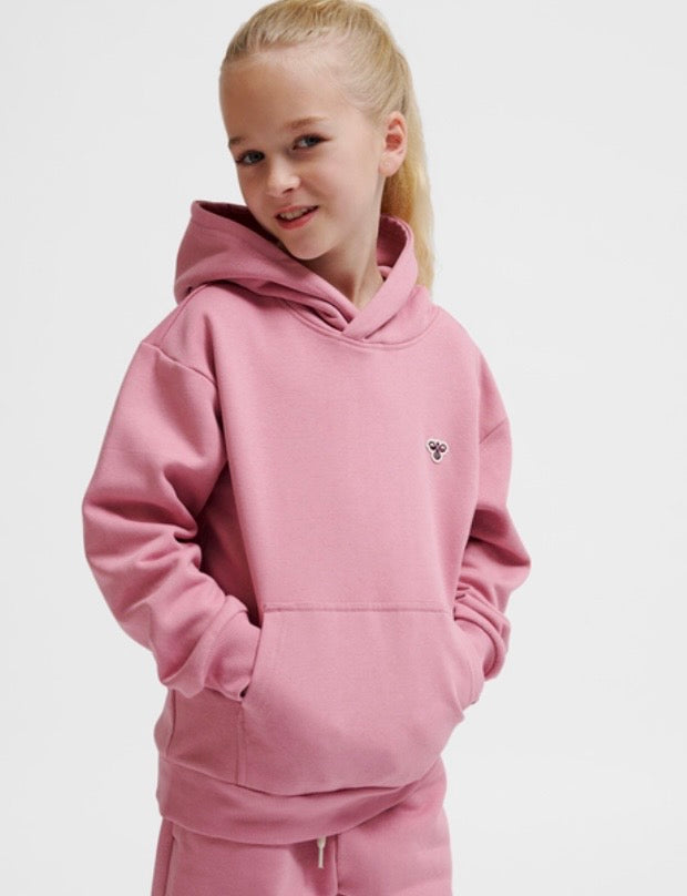 Hummel – Loose Hoodie med Brodert Logo – Rosa – Jente – 5-12 år