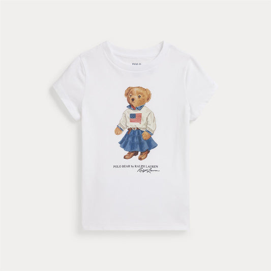 Polo Ralph Lauren – T-skjorte med bamse – Hvit – Jente – 2-6 år