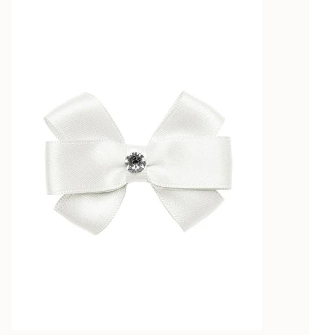 Prinsessefin – Satengsløyfeklemme med diamant – Hvit – Jente – One size