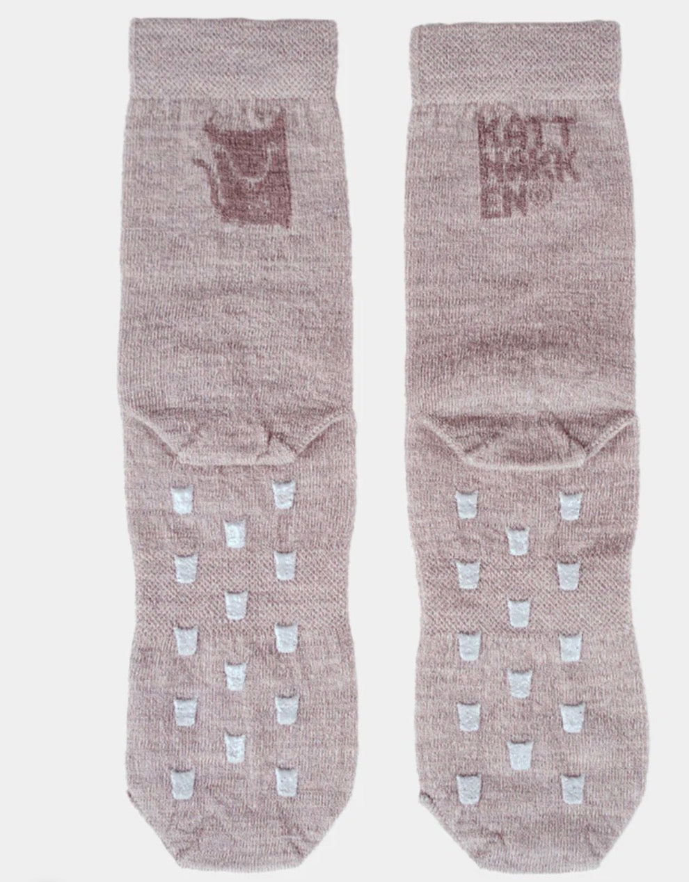 Kattnakken – Ullsokker 2pk med antiskli – Brun – Unisex – Str 17-27
