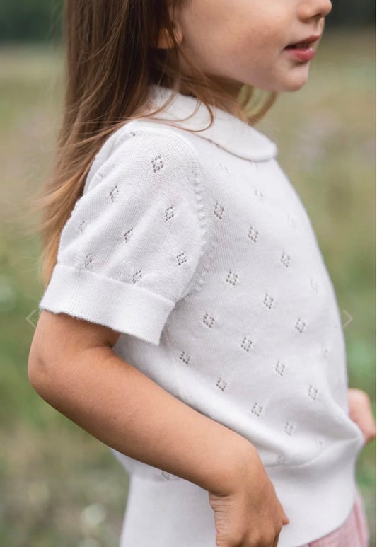 Lillelam – July T-skjorte med merinoull – Hvit – Jente – 4-8 år