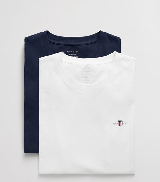 Gant  - T-skjorte - 2-pack - Hvit/Blå  - Gutt - str 9-16 år