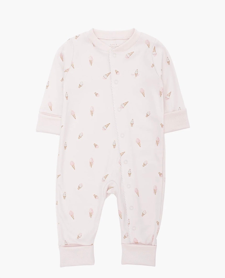 Livly – Ice cream overall uten føtter – Rosa – Jente – 0-2 år