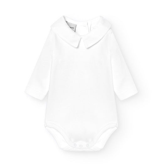 Babidu - Body - Skjortekrage - Hvit - Gutt - str 1-36 mnd