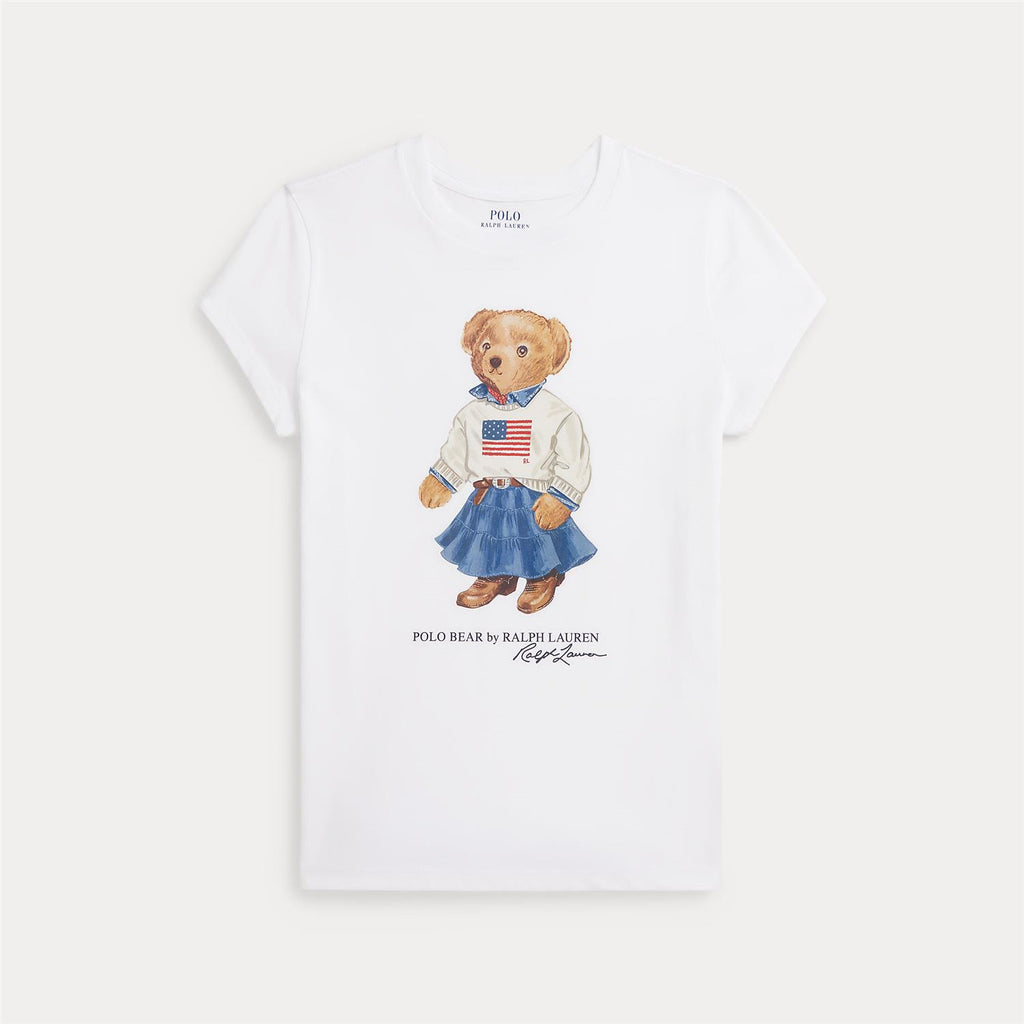 Polo Ralph Lauren – T-skjorte med bamsemotiv – Hvit – Jente – 7-16 år