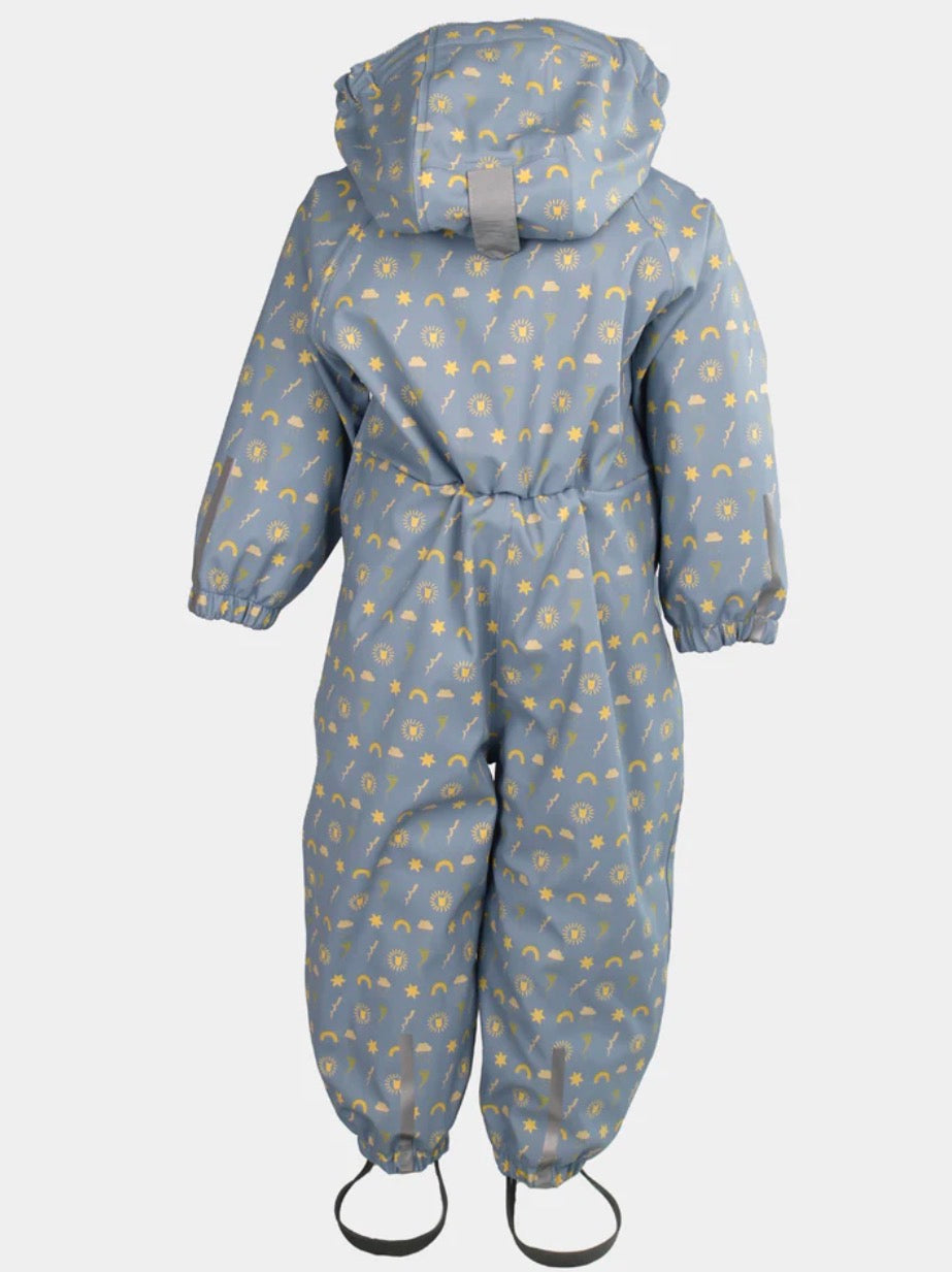 Kattnakken – Babyregndress med avtagbar hette – Mjuk blå – Gutt – 0-2 år