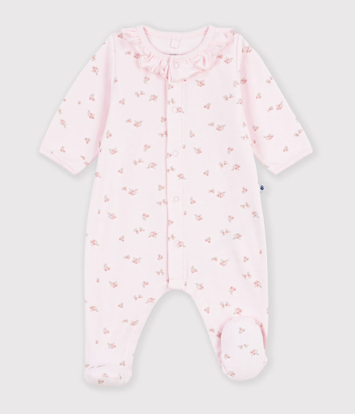 Petit Bateau - velour drakt med blomster - Rosa - jente - 0-6 mnd