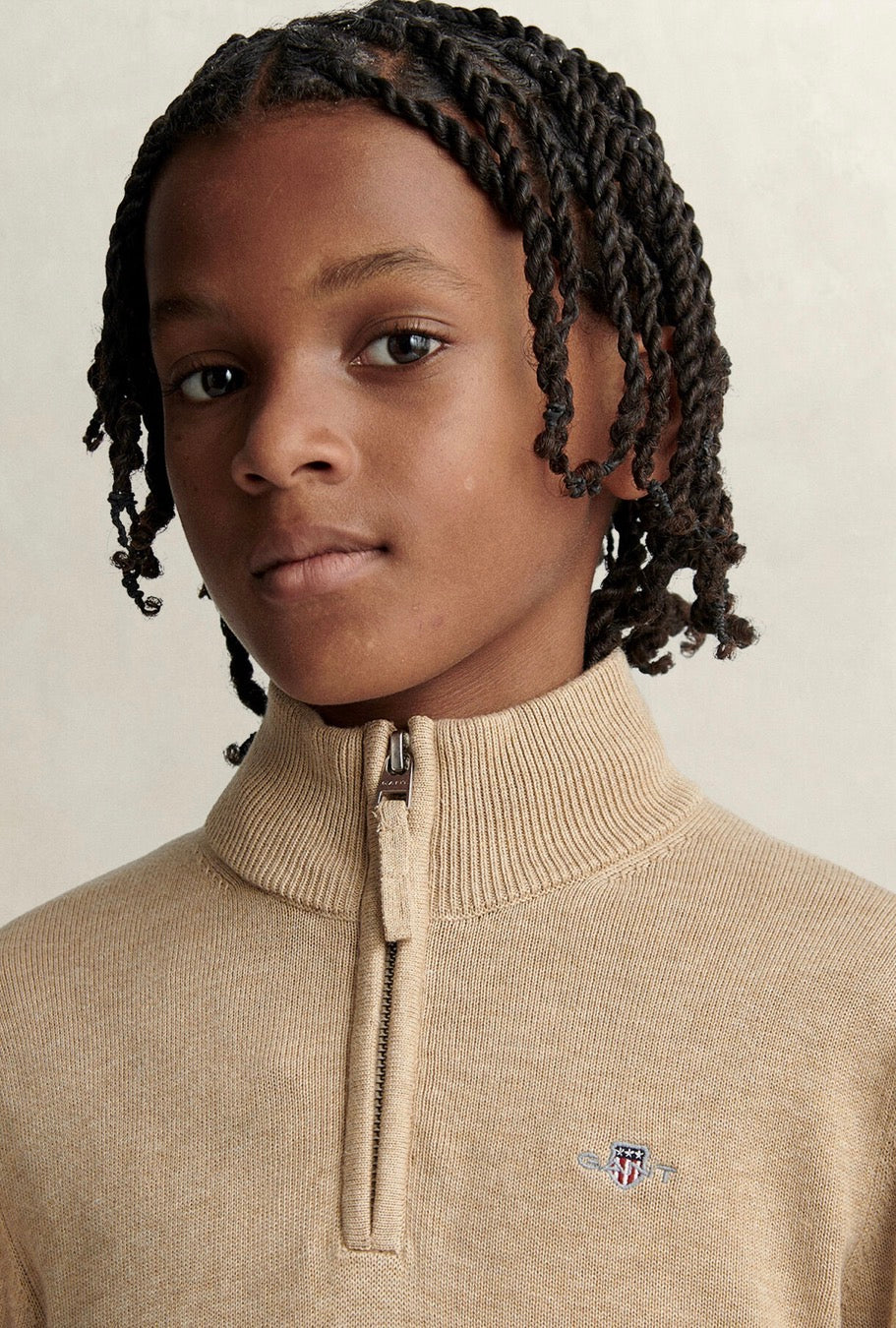 Gant - Strikk - Halfzip - Beige -  10-13 år