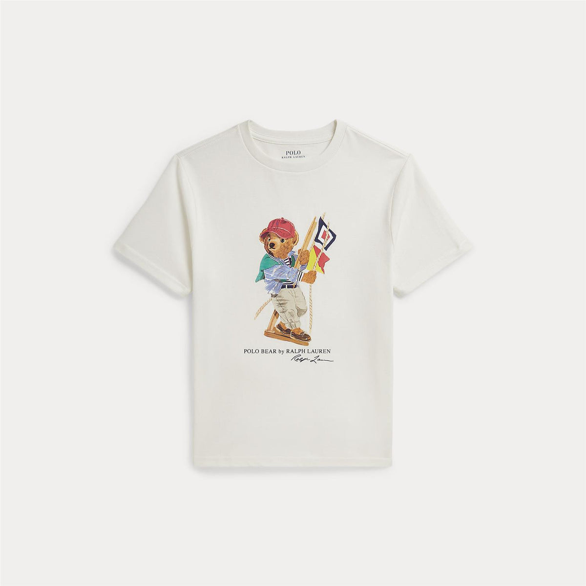 Polo Ralph Lauren – T-skjorte med bamseprint – Hvit – Gutt – 8-20 år