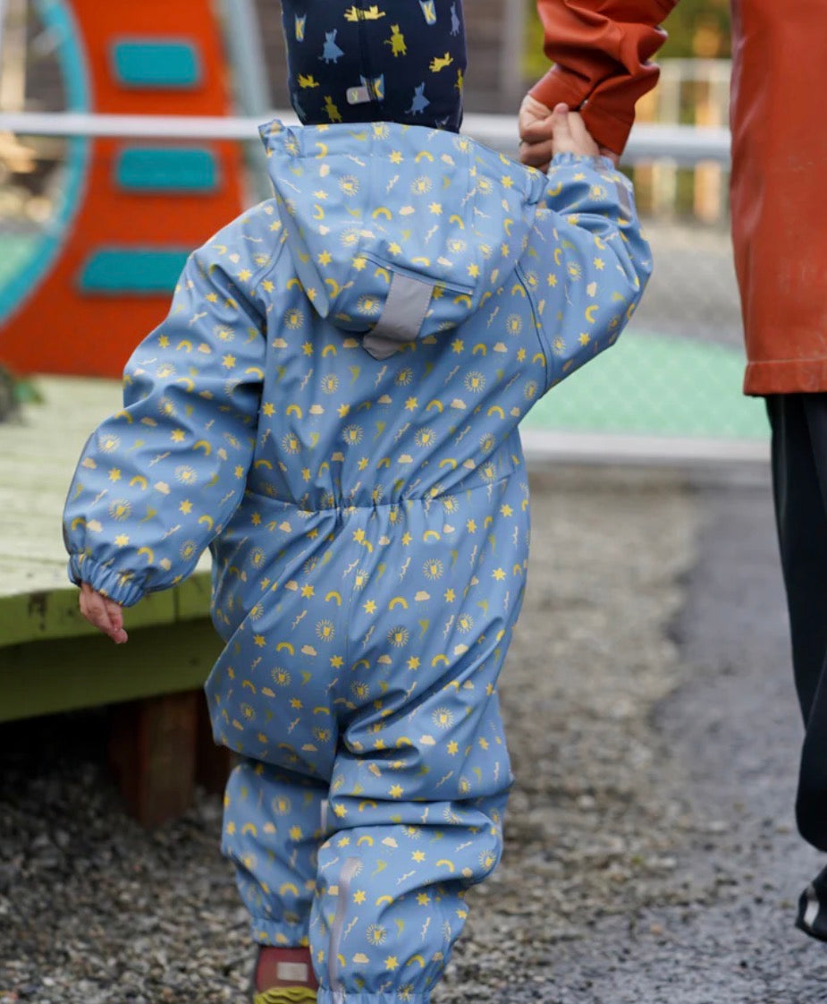 Kattnakken – Babyregndress med avtagbar hette – Mjuk blå – Gutt – 0-2 år