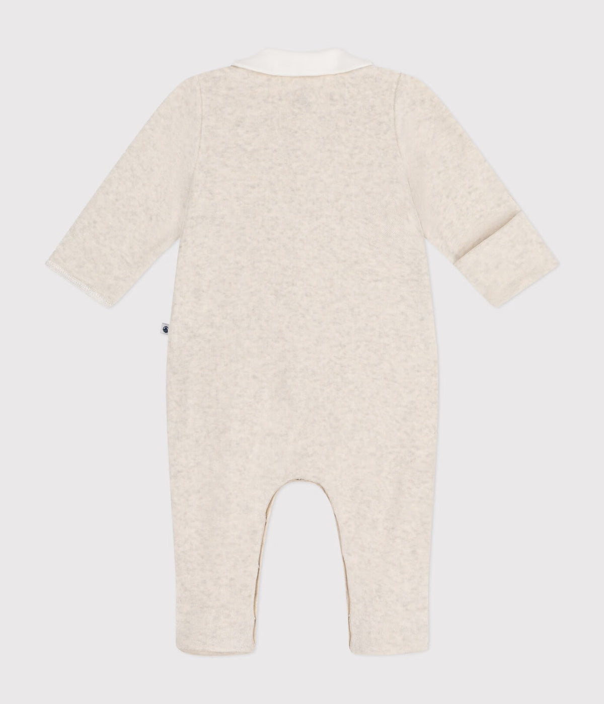 Petit Bateau – Velourheldrakt med fot – Beige – Unisex – 0-1 år