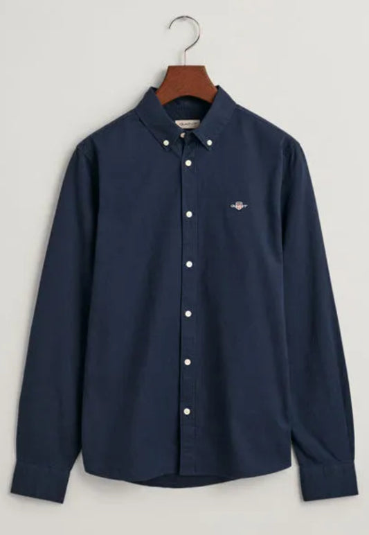 gant oxford skjorte i mørkeblå med logo – gutt