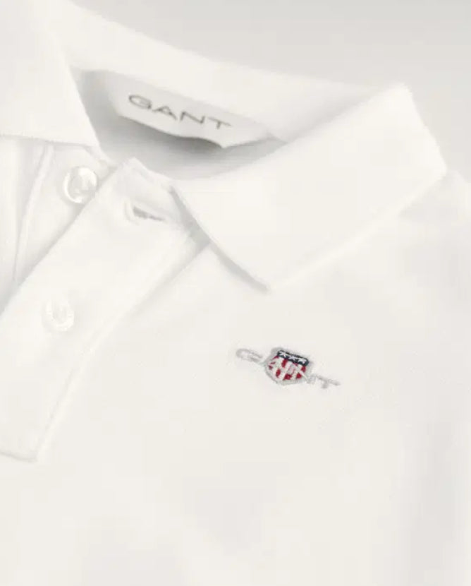 Gant pique langermet hvit gutt