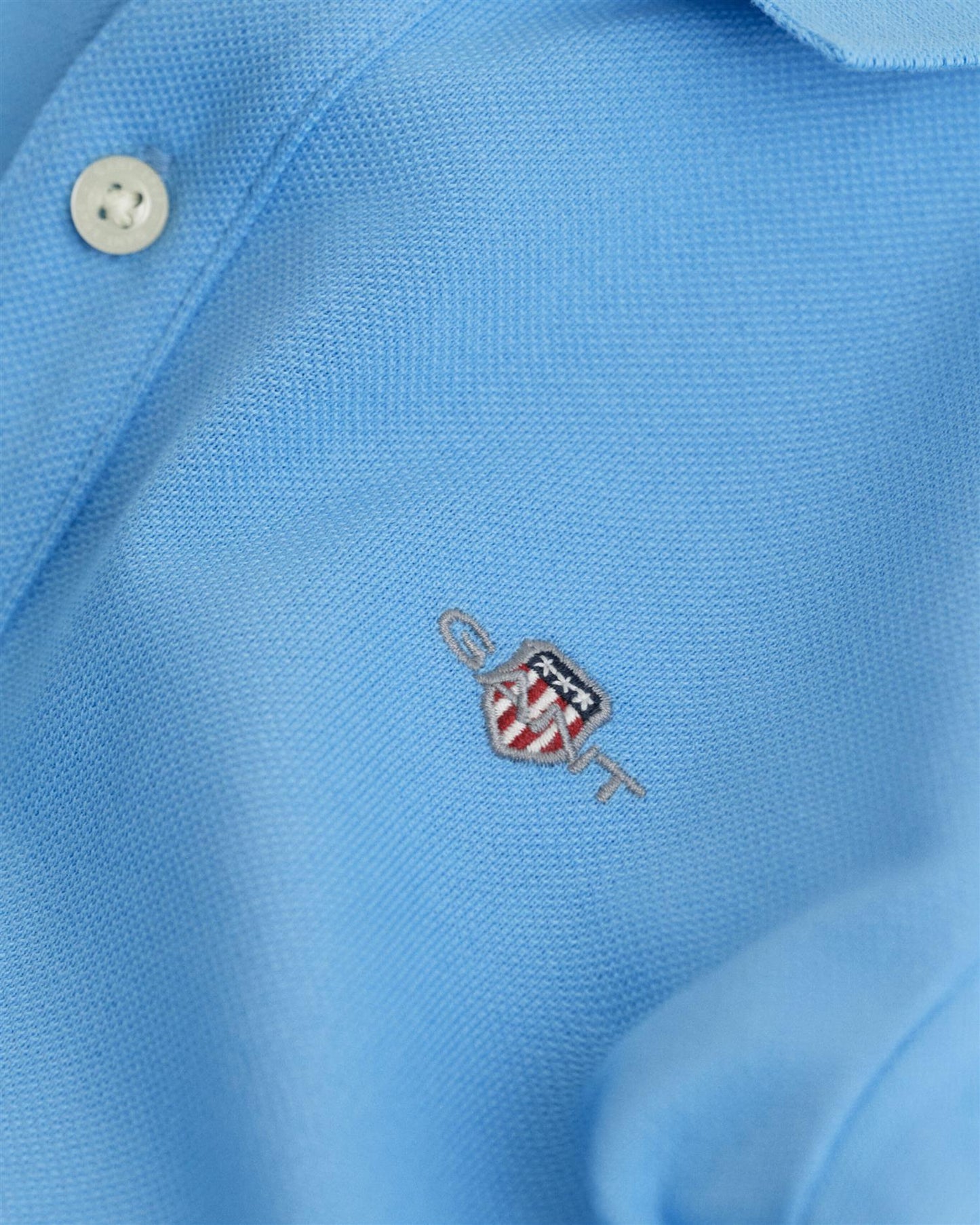 Mellomblå Gant piquet langermet med logo gutt barn 2–8 år