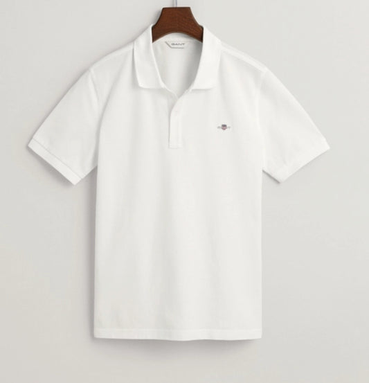 GANT Shield SS piqué hvit med logo for gutt 9–16 år