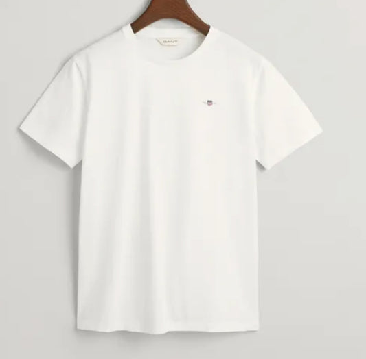 Hvit Gant Shield T-skjorte med logo unisex 9–16 år