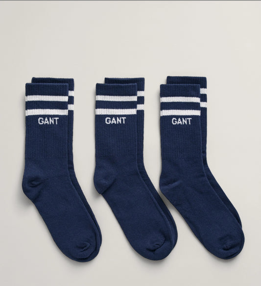 Gant Sport Socks 3-pack blå unisex