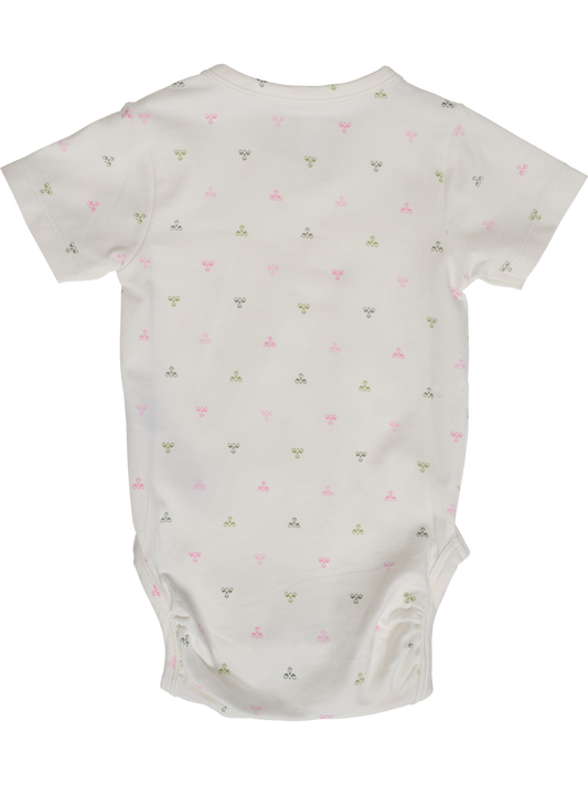 Offwhite body med rosa og grønne logoer fra Hummel for jente