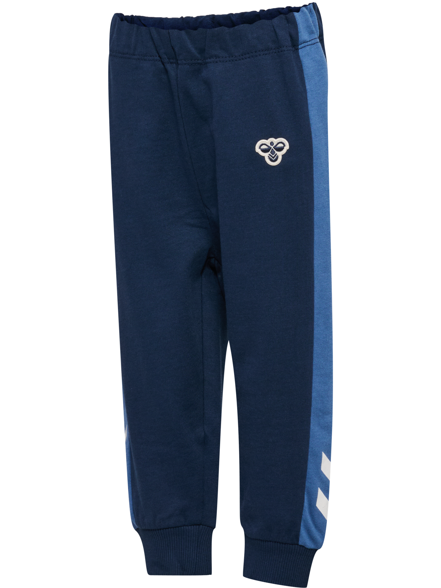 Hummel Reg Block bukse i blå med brodert logo for gutt 9 mnd–5 år