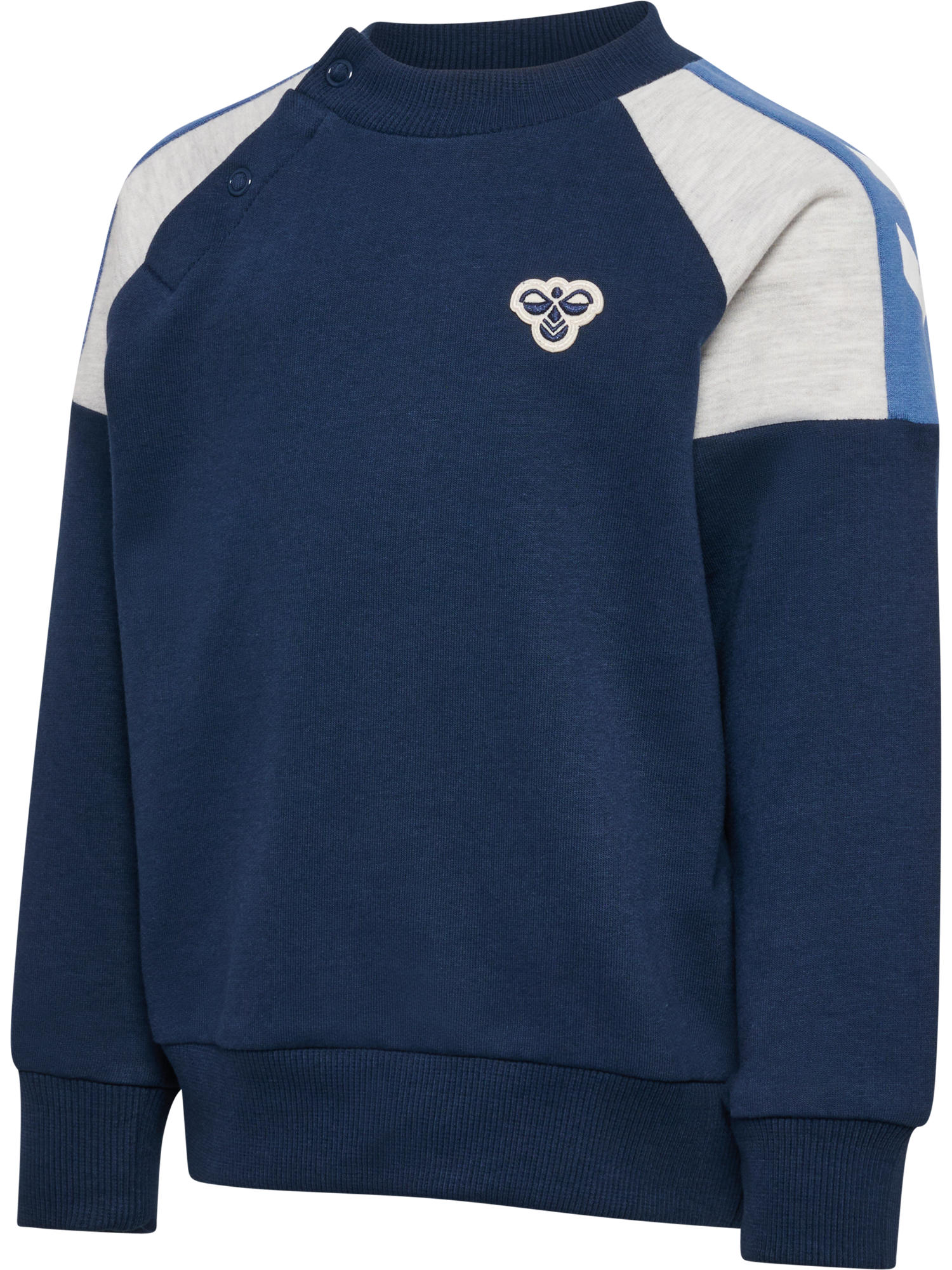 Hummel Reg Block genser i blå med brodert logo for gutt 9 mnd–5 år