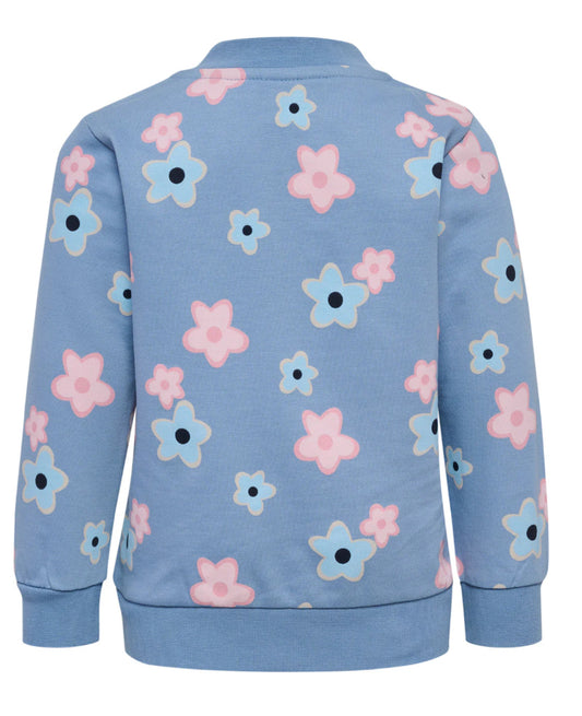 Rinna zip jakke med blomsterprint i lyseblå fra Hummel – Jente 1–6 år.
